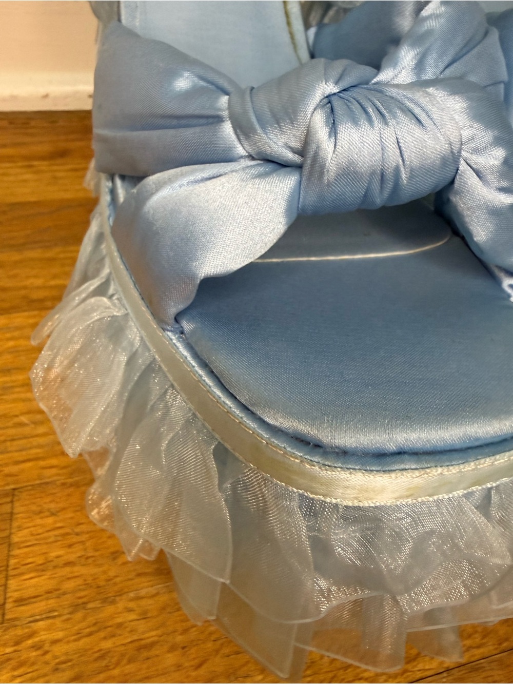 Sugar Thrillz Dolls Kill Blue Platform Heels Ruffle Bow Coquette Size 8 - Picture 6 of 14
